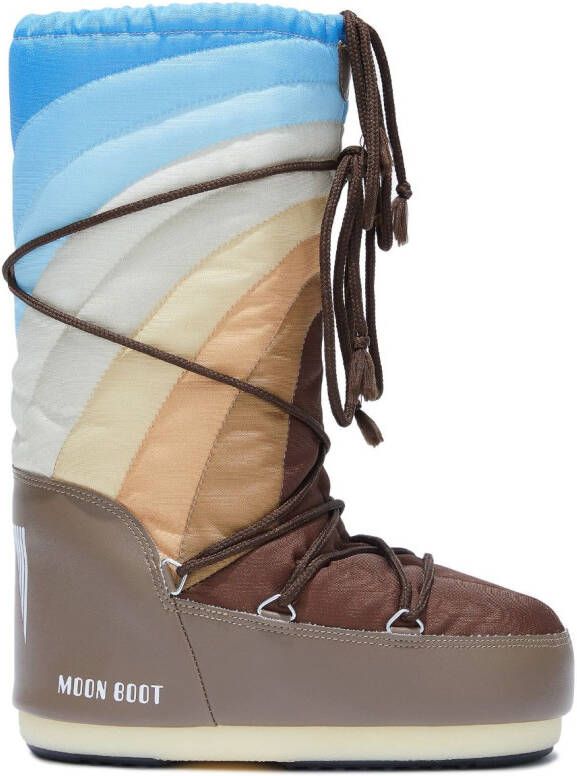Moon Boot logo rainbow-print snow boots Brown