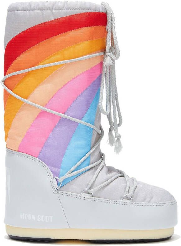 Moon Boot logo rainbow-print snow boots White