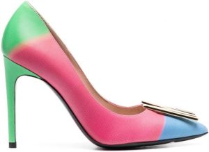 Moschino 100m logo-plaque leather pumps Pink
