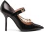 Moschino 100mm crystal-embellished leather pumps Black - Thumbnail 1