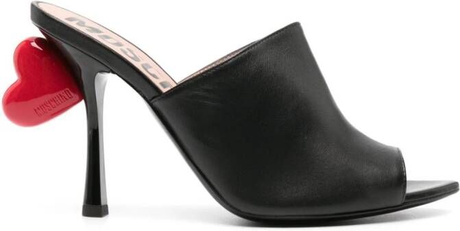 Moschino 100mm heart-detail leather mules Black