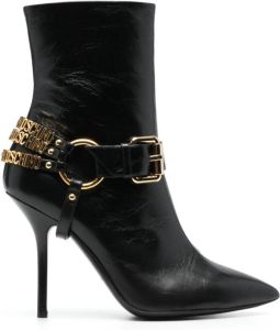 Moschino 100mm logo-lettering leather boots Black