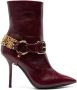 Moschino 100mm logo-lettering leather boots Red - Thumbnail 1