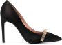 Moschino 100mm logo-lettering leather pumps Black - Thumbnail 1
