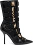 Moschino 105mm logo-plaque leather boots Black - Thumbnail 1