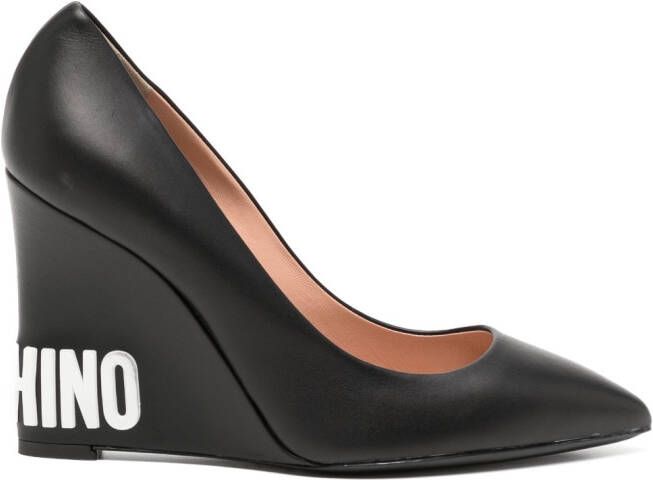 Moschino 105mm wedge heel pumps Black