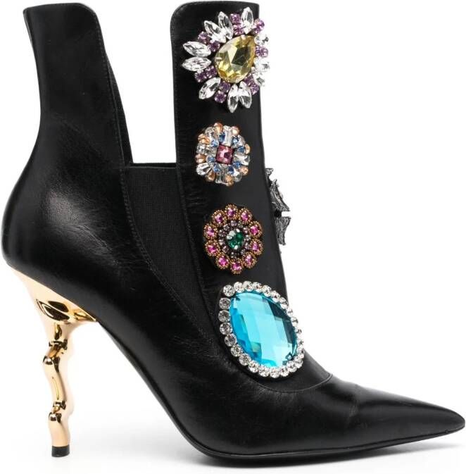 Moschino 110mm crystal-embellished leather boots Black