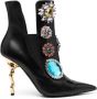 Moschino 110mm crystal-embellished leather boots Black - Thumbnail 1