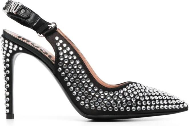 Moschino 110mm crystal-embellished leather pumps Black