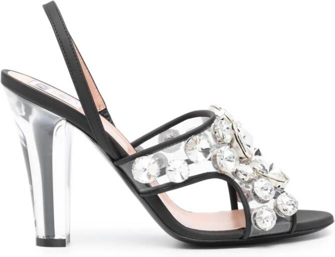 Moschino 110mm crystal-embellished leather sandals Black