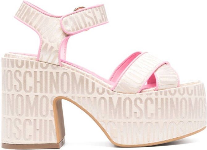 Moschino 110mm logo-jacquard platform sandals Neutrals