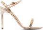 Moschino 110mm logo-lettering silk-satin sandals Gold - Thumbnail 1