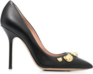 Moschino 110mm logo-plaque leather pumps Black