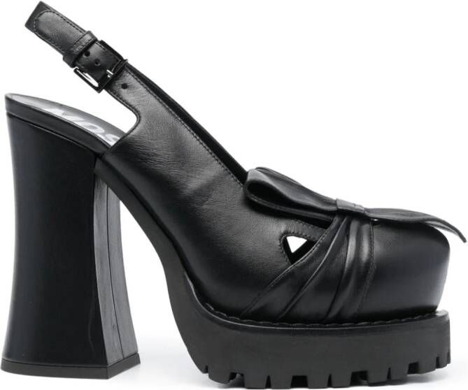 Moschino 125mm leather slingback pumps Black