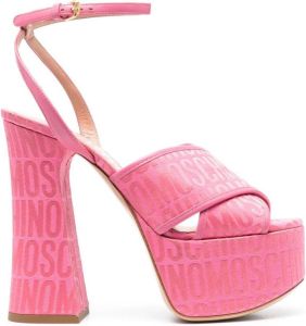 Moschino 145mm logo-print platform sandals Pink