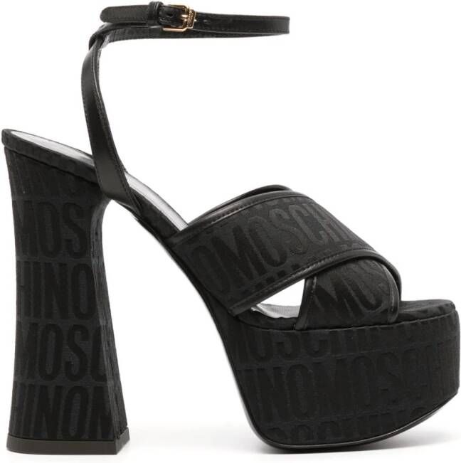 Moschino 150mm logo-jacquard leather sandals Black