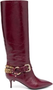 Moschino 60mm logo-lettering leather boots Pink