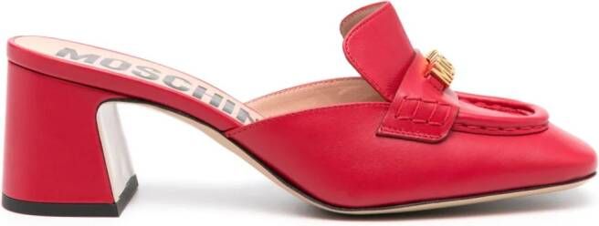 Moschino 65mm logo-lettering mules Red