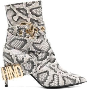 Moschino 70mm snakeskin-effect ankle boots Neutrals
