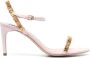 Moschino 80mm logo-lettering leather sandals Pink - Thumbnail 1