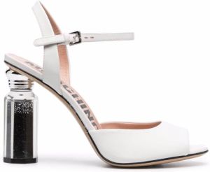 Moschino canister heel leather sandals White