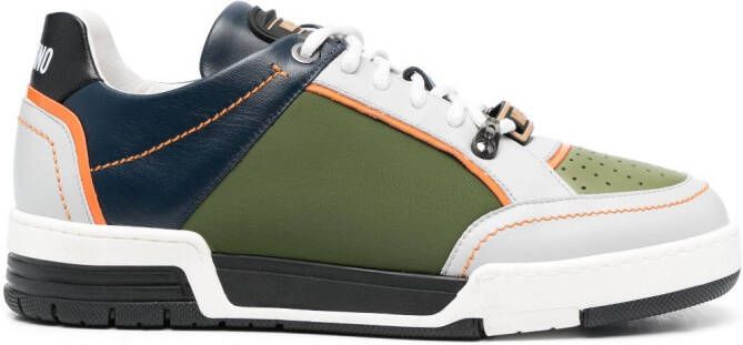 Moschino colour-block low-top leather sneakers Green