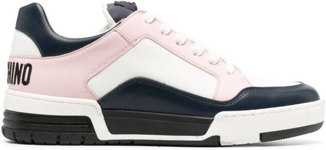 Moschino colour-block low-top leather sneakers White