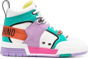 Moschino colour-block panelled hi-top sneakers White