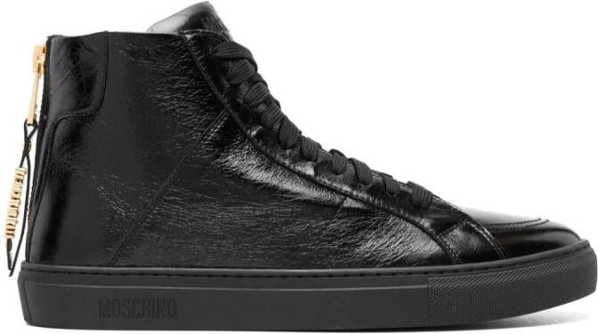 Moschino crinkled leather sneakers Black