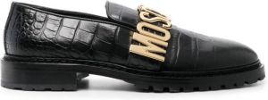 Moschino croc-embossed logo-plaque loafers Black