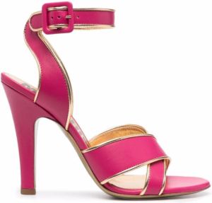 Moschino cross-strap gold-trim sandals Pink