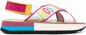 Moschino crossover strap leather sandals White