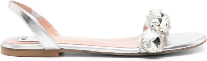 Moschino crystal-detailing metallic sandals Grey