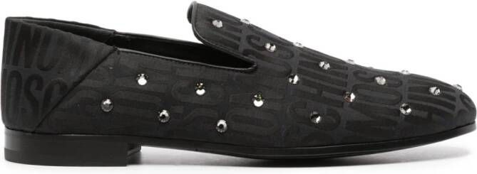 Moschino crystal-embellished jacquard loafers Black