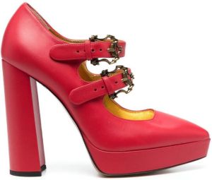 Moschino double-strap 125mm platform pumps Red