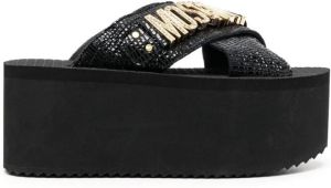 Moschino embellished-logo platform sandals Black