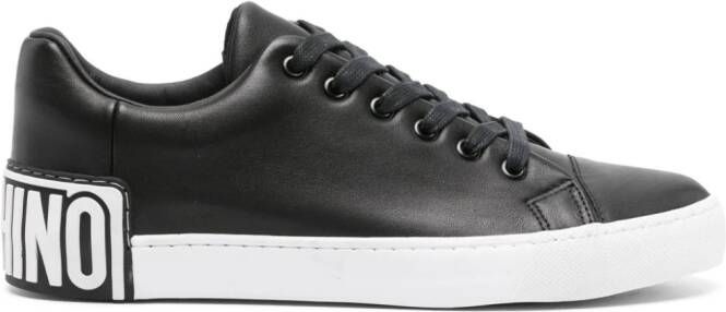 Moschino embossed-logo leather trainers Black