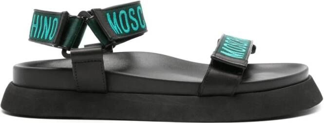 Moschino embroidered-logo leather sandals Black