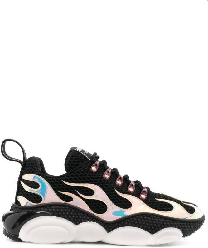 Moschino flame-effect lace-up sneakers Black