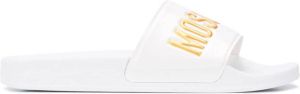 Moschino flat logo slides White