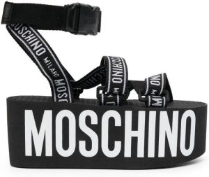 Moschino flatform logo-strap sandals Black