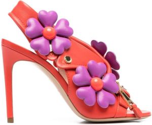Moschino floral-appliqué 100mm pumps Red