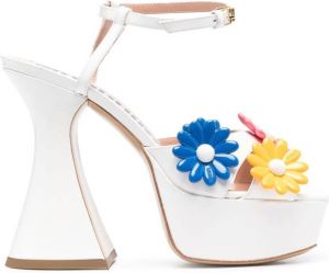 Moschino floral-appliqué 130mm platform sandals White