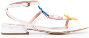 Moschino floral-appliqué sandals White