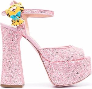 Moschino glitter 140mm platform sandals Pink