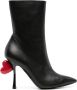 Moschino heart-appliqué 105mm leather boots Black - Thumbnail 1