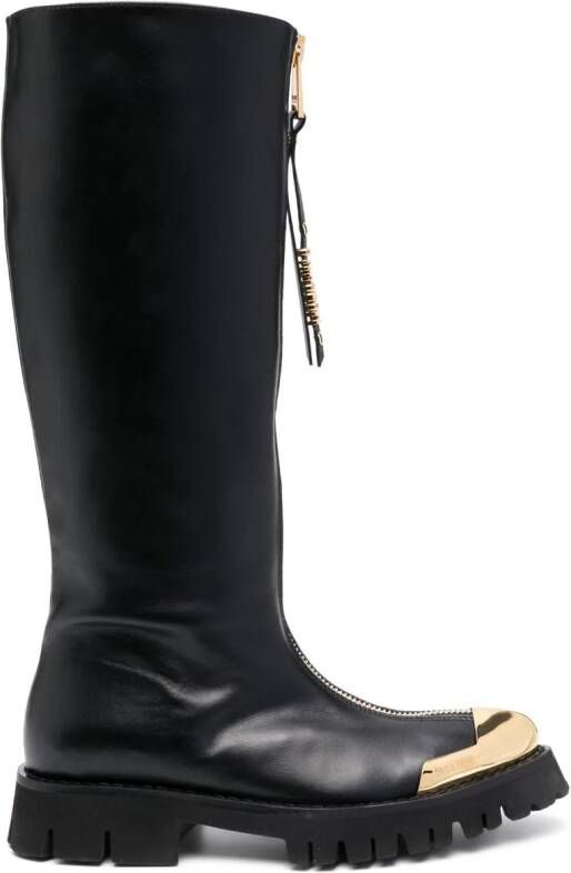 Moschino high-leg leather boots Black