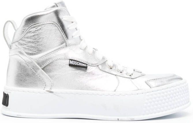 Moschino high-top leather sneakers Silver