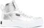 Moschino high-top leather sneakers Silver - Thumbnail 1