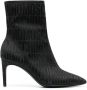 Moschino jacquard-logo 77mm high heel boots Black - Thumbnail 1